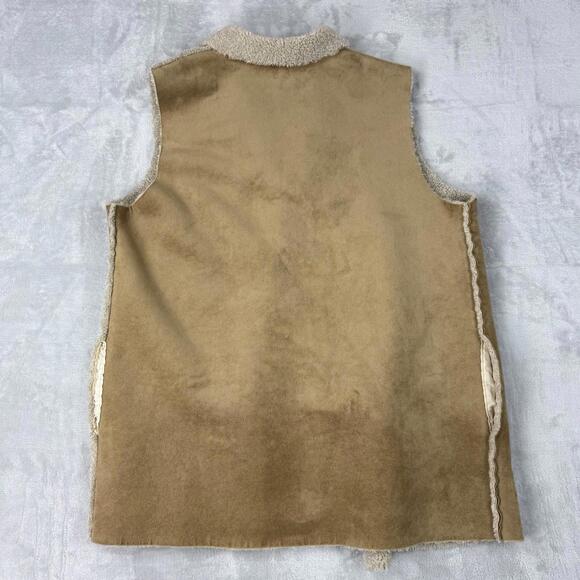 Velvet by Graham Spencer Faux Shearling Vest Suede Sherpa Beige Women M Casual - Picture 3 of 9